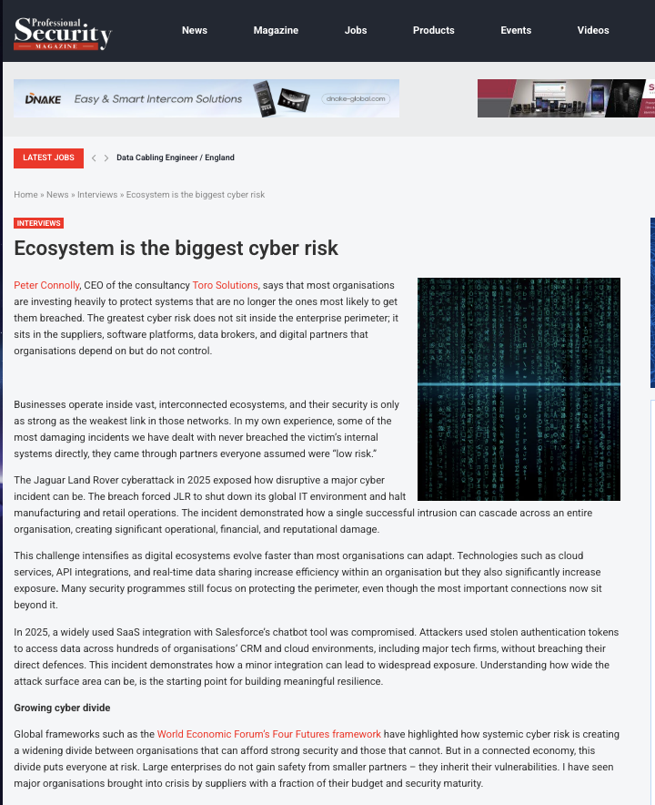 Ecosystem is the biggest cyber risk