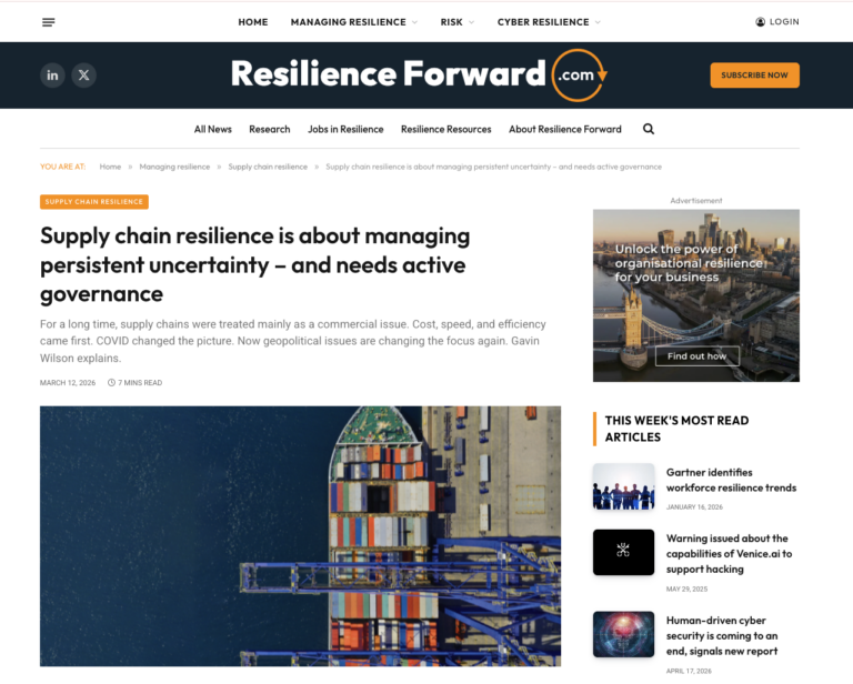 Supply chain resilience is about managing persistent uncertainty – and needs active governance